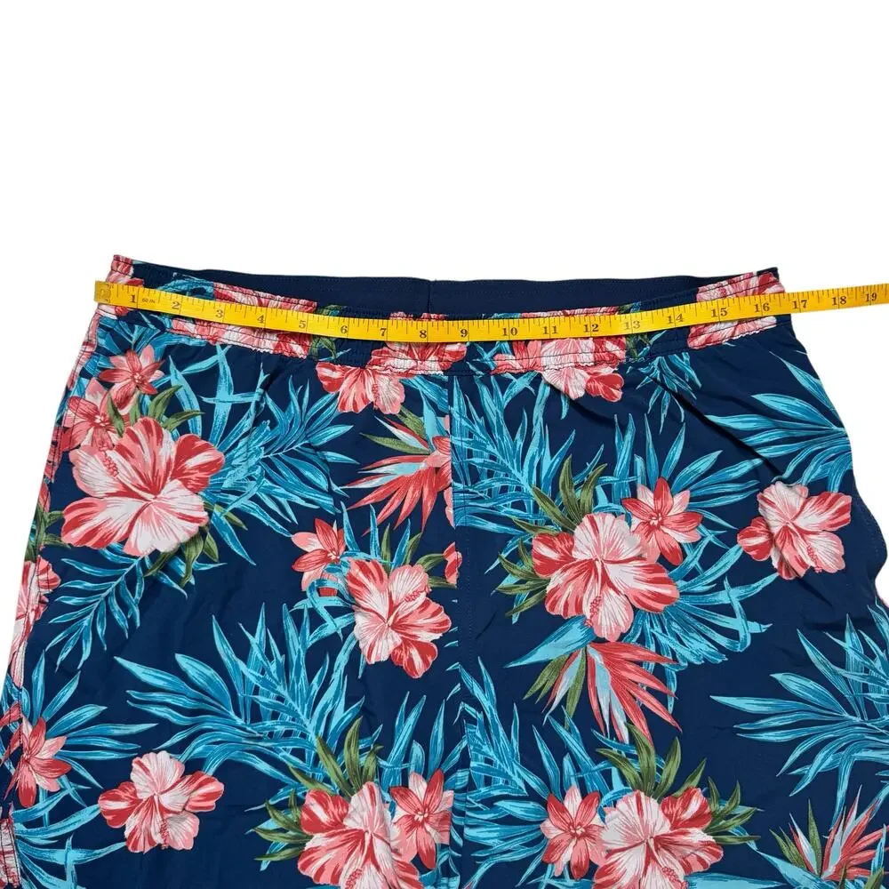 KIRKLAND SIGNATURE Mens Swim Shorts in Navy Blue Floral Size Large Lined Pockets